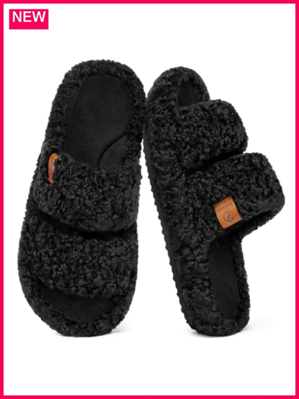 Womens Fuzzy Open Toe Slippers Memory Foam Anti Slip Indoor Outdoor Washable
